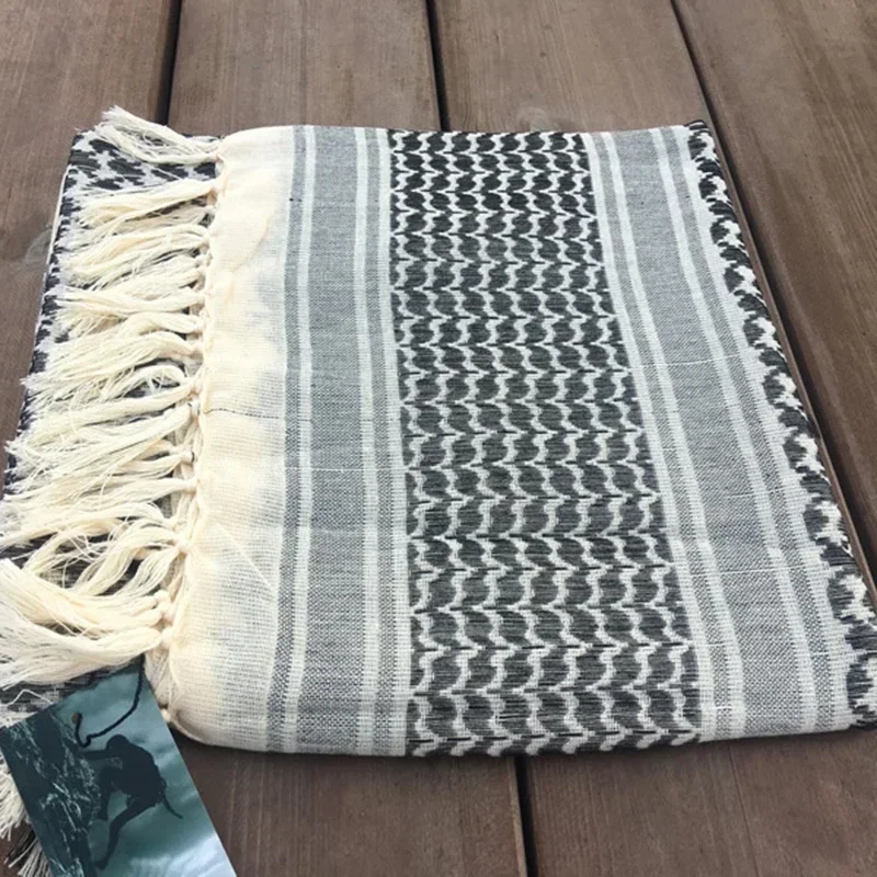 Bufanda de invierno a cuadros Hijab Bandana bufandas de senderismo árabe táctico elegante chal para mujer Shemagh borla ligera para hombres 100X100cm - imagen 5
