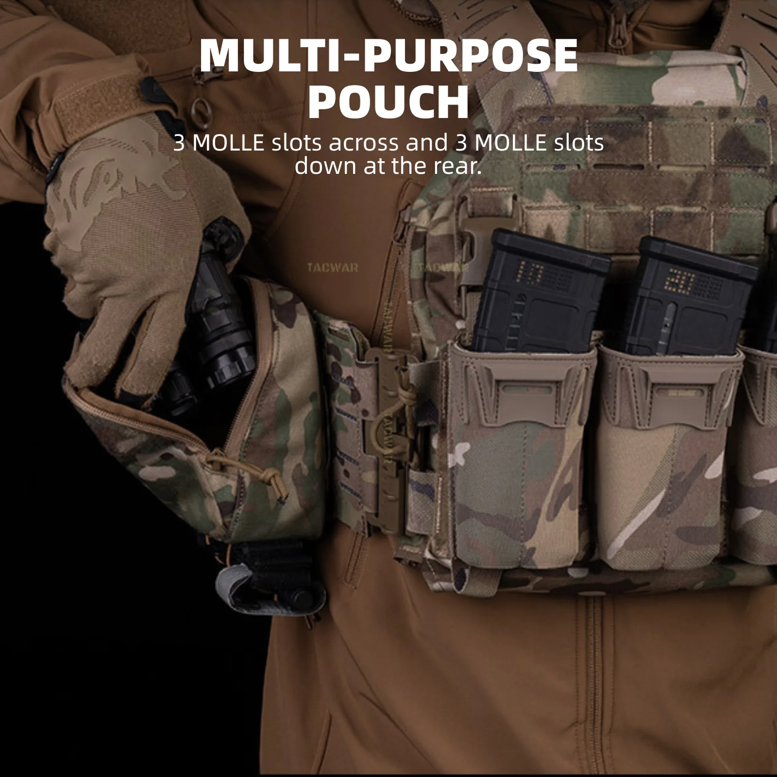 Tactical General Purpose Pouch, Utility Tool Organizer EDC NVG GP Pouch Tourniquet Holder for Plate Carrier Vest Belt - imagen 5