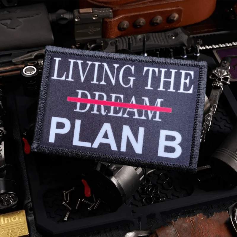Living The Dream-patch divertido con estampado de gancho y bucle para ropa, insignia de moral militar, brazalete, pegatinas para mochila
