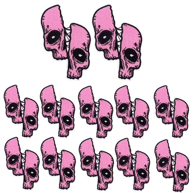 Parche bordado de calavera de terror personalizado, botella Punk, parches termoadhesivos para ropa, bricolaje, 10 Uds. - imagen 5