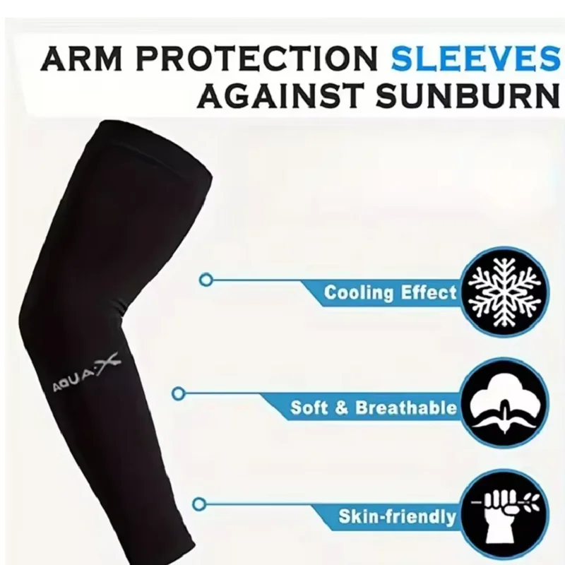 1 par de cubiertas de brazo deportivas de seda helada de verano, protector solar para ciclismo y protección UV, equipo de protección para viajes al aire libre, correr y Fitness - imagen 4