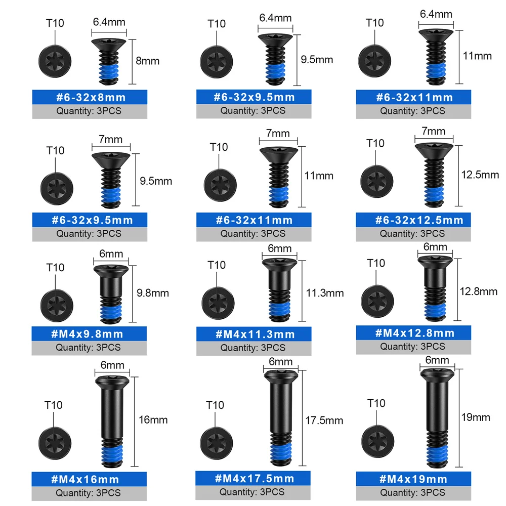 Kit de tornillos de punto rojo de 36 piezas de acero inoxidable M4 # Tornillos de mira de punto rojo 6-32 con casillero de rosca azul con cabeza T10 para montaje de mira réflex - imagen 2