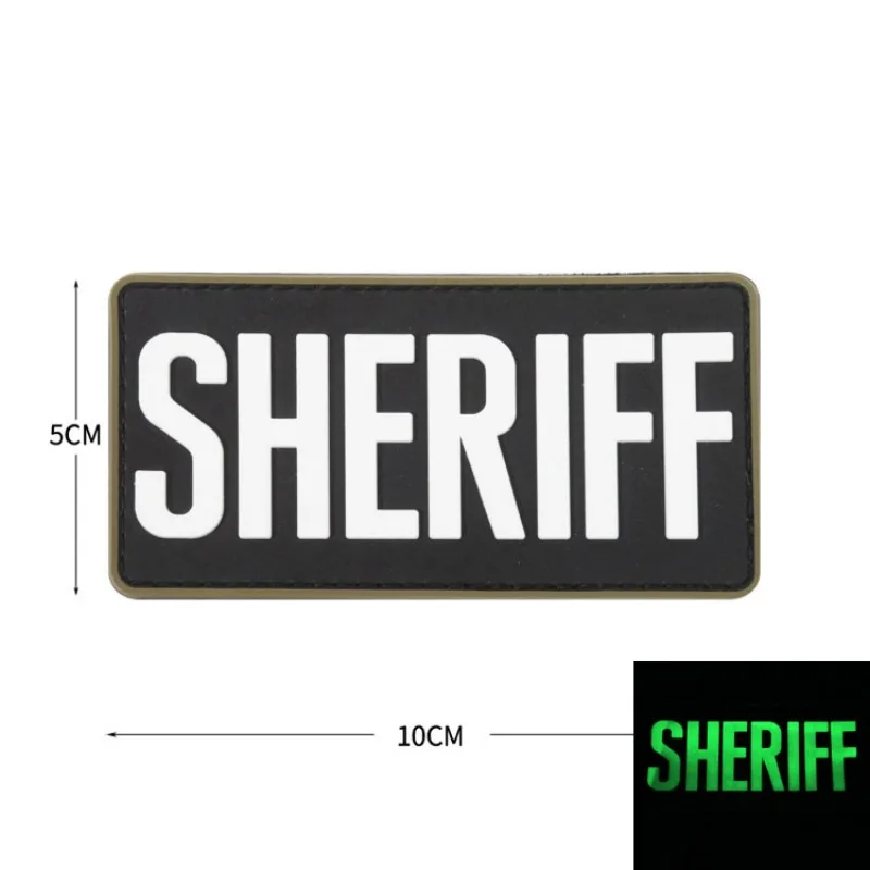 Accesorios para exteriores, letras en inglés, insignias de goma de PVC, chalecos SHERIFF, brazaletes luminosos, parches de gancho y bucle para chaquetas - imagen 5