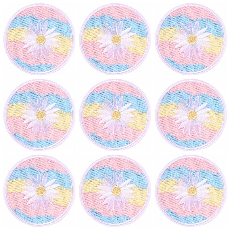 Pegatinas de flores para ropa, parche termoadhesivo para planchar, parches bordados para ropa, decoración de rayas, 10 unidades por lote - imagen 5