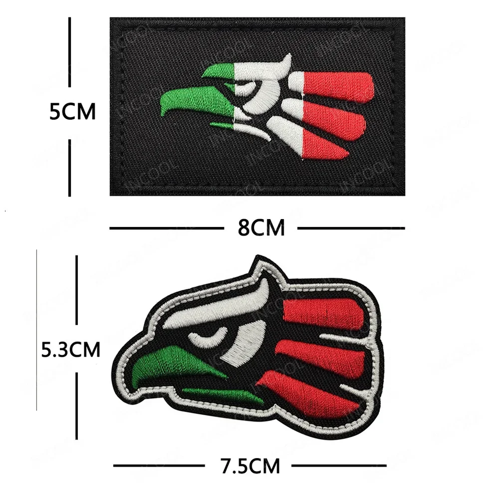 Parches bordados con bandera de México, reflectantes IR, águila nacional infrarroja, apliques de banderas mexicanas, insignias de brazalete táctico de goma PVC - imagen 3