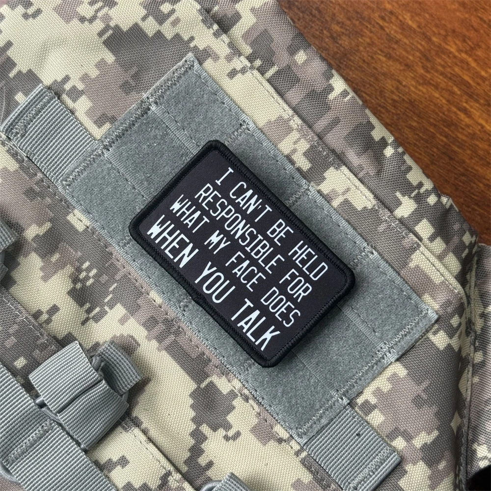 No puedo ayudar a la responible para la mitad la cara ¿Que te habla morale parche táctico impreso parches de gancho y bucle para ropa? - imagen 3