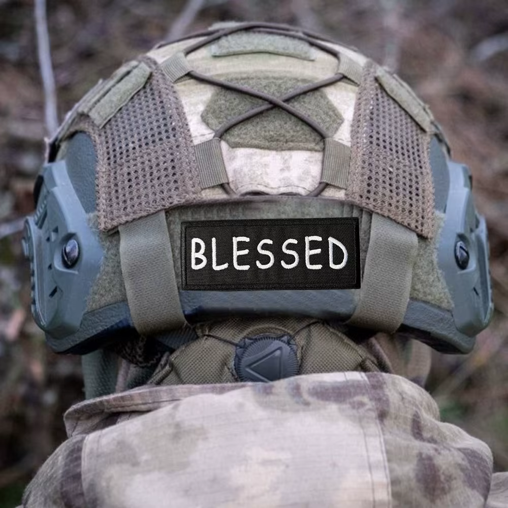 Parche táctico bordado BLESSED meme con velcro para mochila - imagen 4