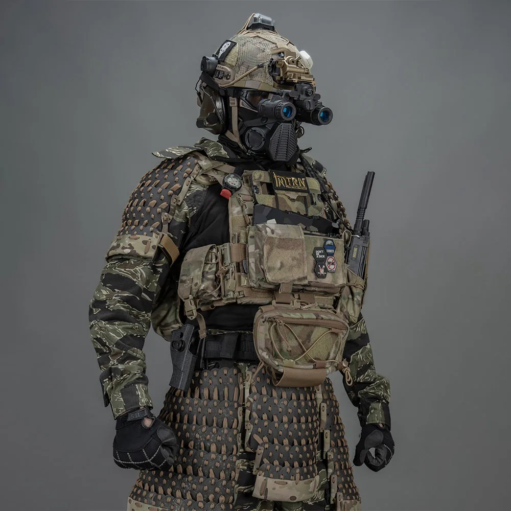 Conjunto de armadura de escala de dragón táctico con hombreras, protector de ingle, falda, armadura, Protector de combate samurái de caballero Medieval - imagen 2