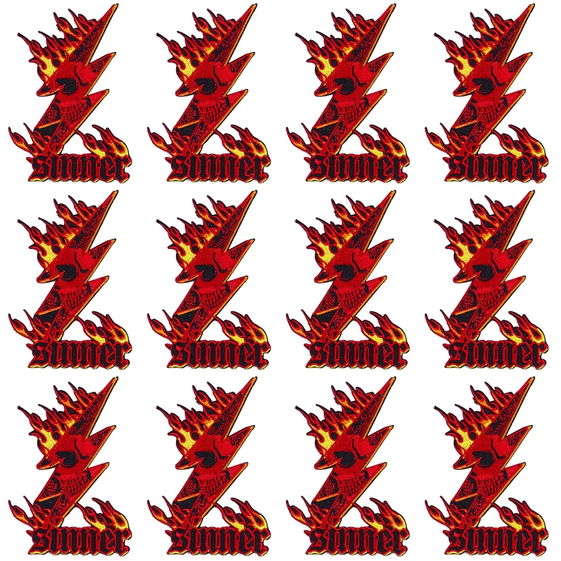 Parche bordado rojo Punk para ropa, en la ropa para planchar parches bordados, pegatinas de bucle de gancho, insignias, 10 unidades por lote - imagen 2