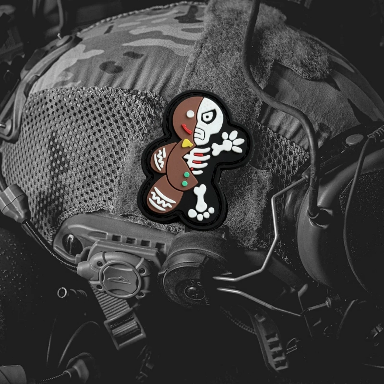 Parche de calavera de pan de jengibre, insignia de moral táctica, parches de gancho y bucle de PVC, mochila táctica del ejército militar de Navidad, pegatina personalizada - imagen 5