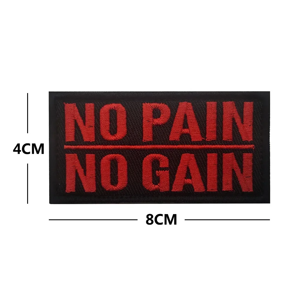 NO PAIN NO GAIN insignia de dibujos animados bordado accesorios de ropa deportes Fitness maestro mancuerna pegatina mágica parche gancho y bucle - imagen 4