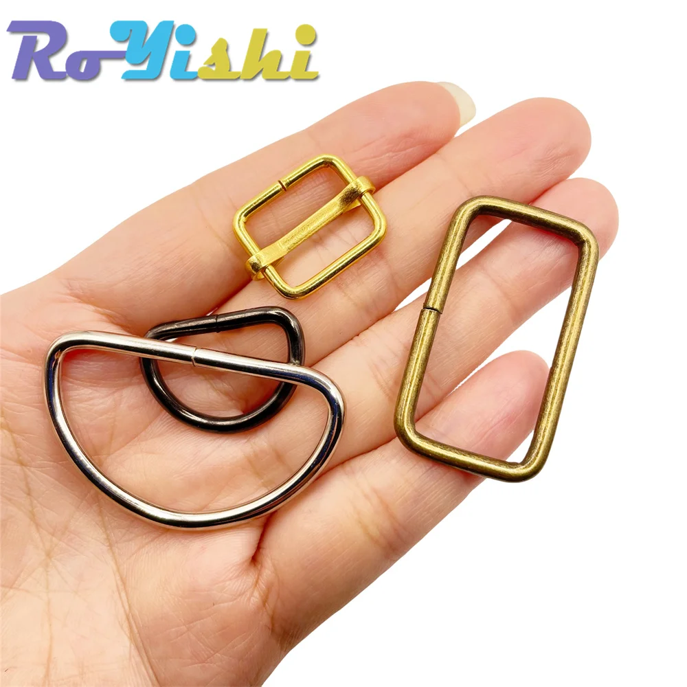10 unids/pack alambre formado Metal D-Ring rectángulo bucles Tri-Glide slider ajustador hebilla de correa de cinturón no soldada - imagen 4