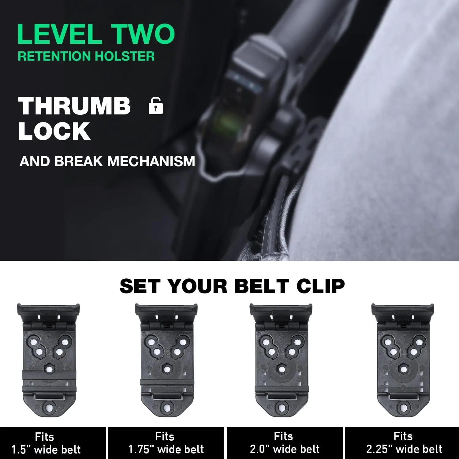 Sig P320 Compact M18/P320 Legión M17/P320-XFIVE de tamaño completo, liberación del pulgar de la funda OB KYDEX, ajuste 1,5 "-2,25", cinturón, mano derecha - imagen 3