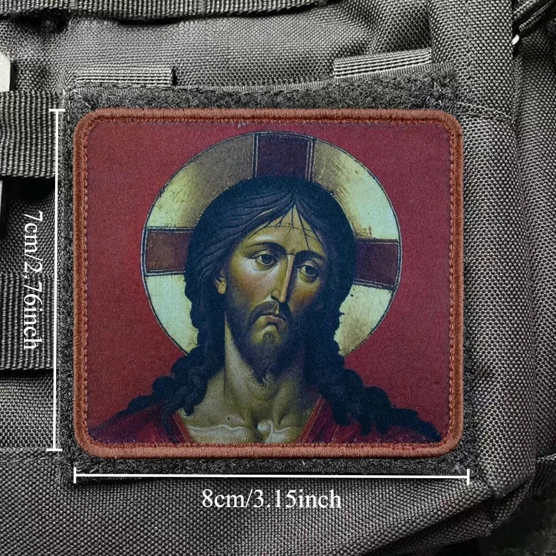 Parche táctico de Cristo Redentor, insignia de moral militar, gancho impreso de Jesús, mochila, decoración de ropa, pegatina, brazalete - imagen 3