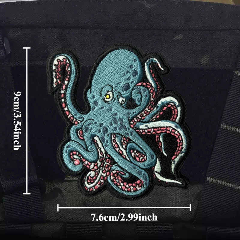 Parche bordado de pulpo para ropa, insignia de moral táctica, parches de gancho y bucle, pegatinas de accesorios para sombrero y mochila - imagen 2