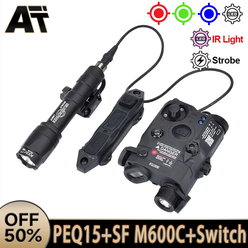 Táctico UHP AN PEQ 15 PEQ-15 LA5C Indicador de Punto Laser Rojo, Verde y Azul, Luz de Relleno IR, Airsoft, SF M600 Sureifr M600C Linterna LED - imagen 2