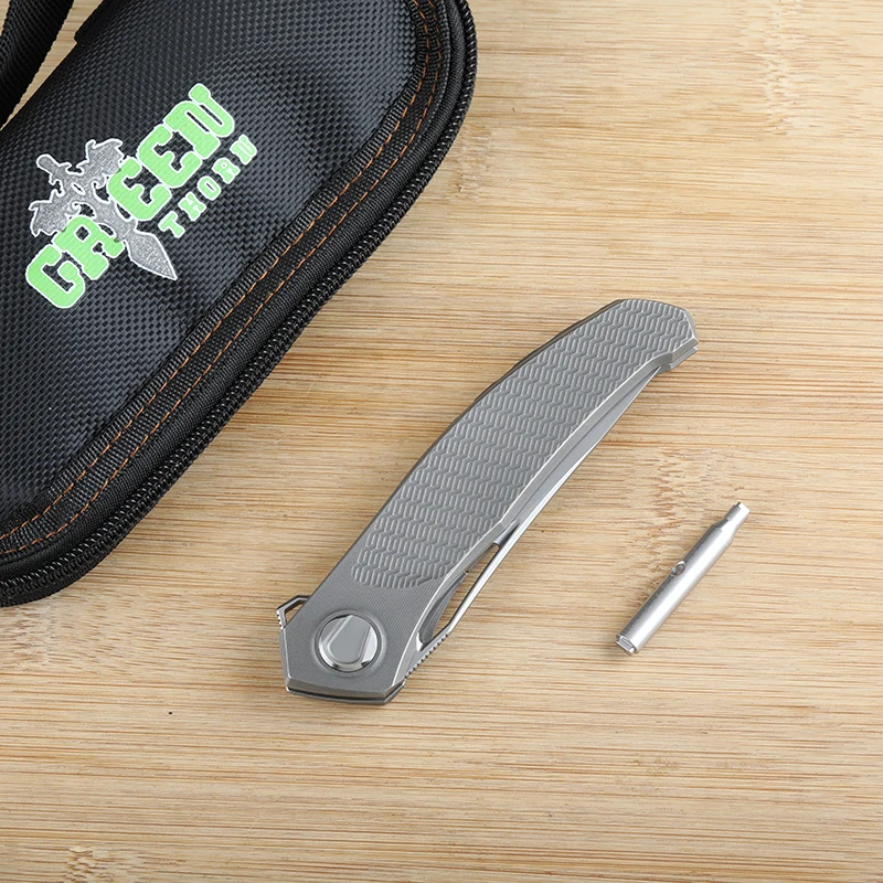 Cuchillo plegable EDC Espina verde con hoja VG10 y mango 3D titanio - imagen 4