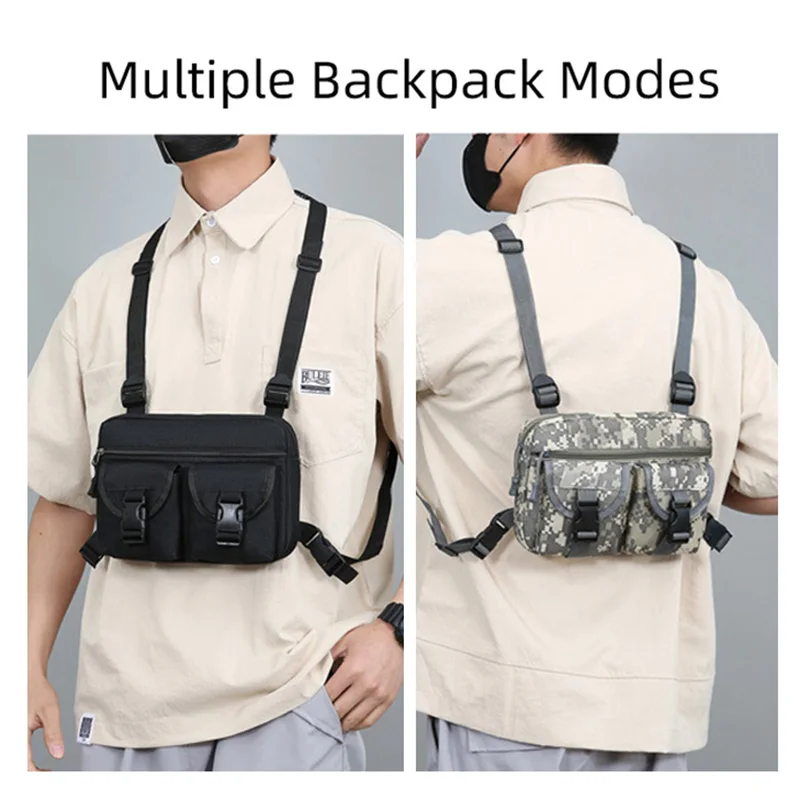 Bolsa táctica para el pecho, mochila, chaleco táctico para exteriores, bolsa para acampar, ciclismo, senderismo, Molle, hombro, señuelo de pesca, riñonera de almacenamiento - imagen 3