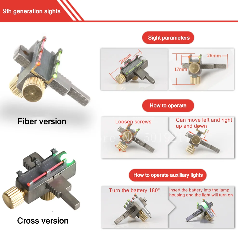 Accesorios para tirachinas, miras especiales para tirachinas, miras universales mecánicas de aleación de titanio completas - imagen 4