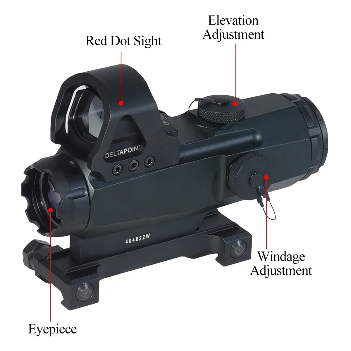 Alcance 4x24, mira telescópica para Rifle de aumento 4x con 1 mira de punto rojo para caza, colimador óptico táctico ajustable Airsoft, riel de 20mm - imagen 3