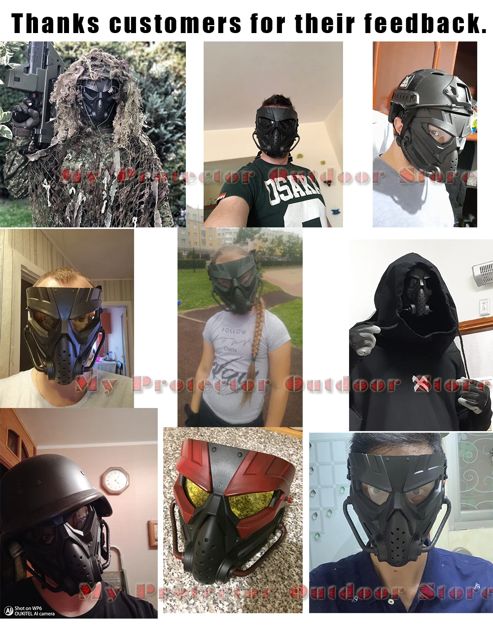 Máscara facial táctica negra con lente transparente para airsoft y paintball