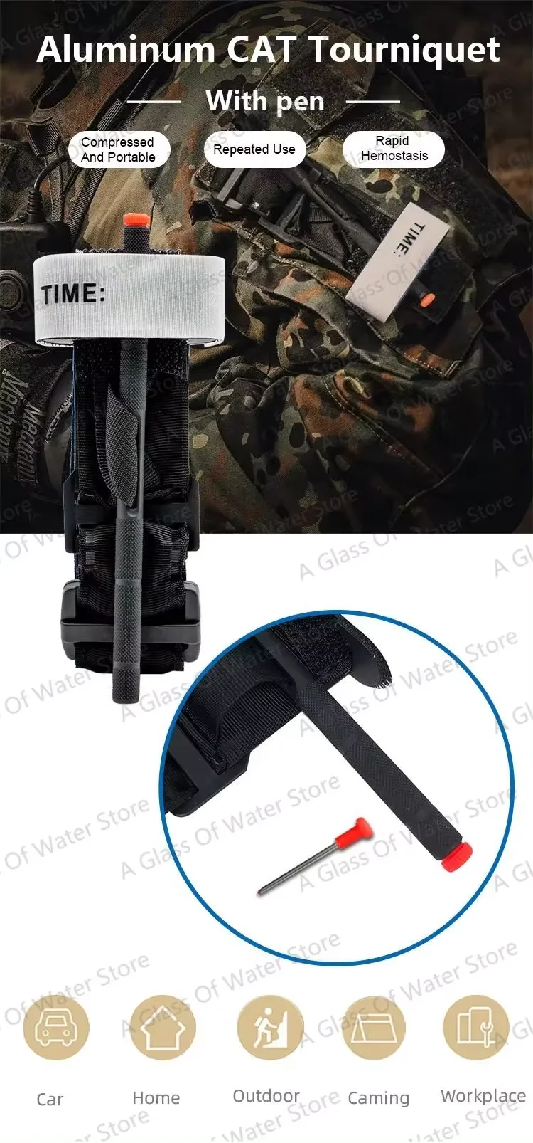 Torniquete de supervivencia torniquete giratorio de emergencia al aire libre entrenamiento de aventuras al aire libre trauma equipo IFAK - imagen 5