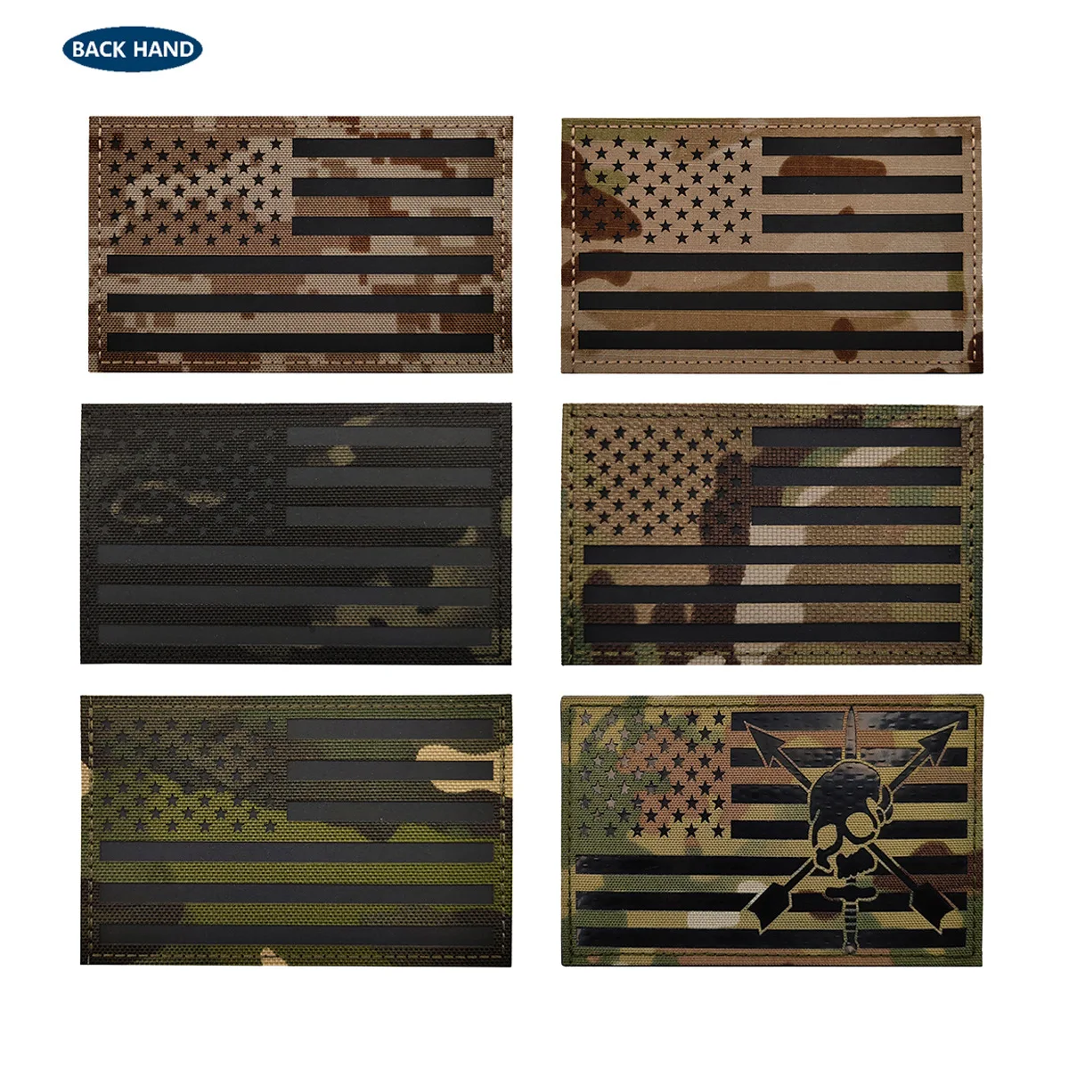 Parches de la bandera de EE. UU., pegatina mágica reflectante cortada con láser, insignia, brazalete, mochila, gancho y anillo para ropa, bordado DIY, 5x3 pulgadas - imagen 2