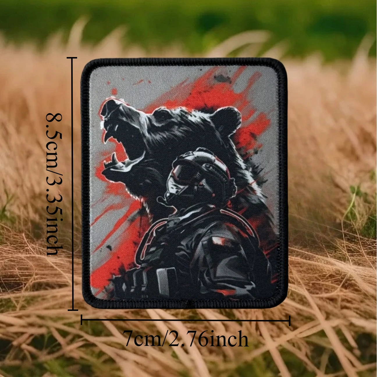 Parche táctico Chevron Bear Morale, brazalete del ejército militar, parches Airsoft con gancho impreso para ropa, mochila, pegatina personalizada - imagen 3