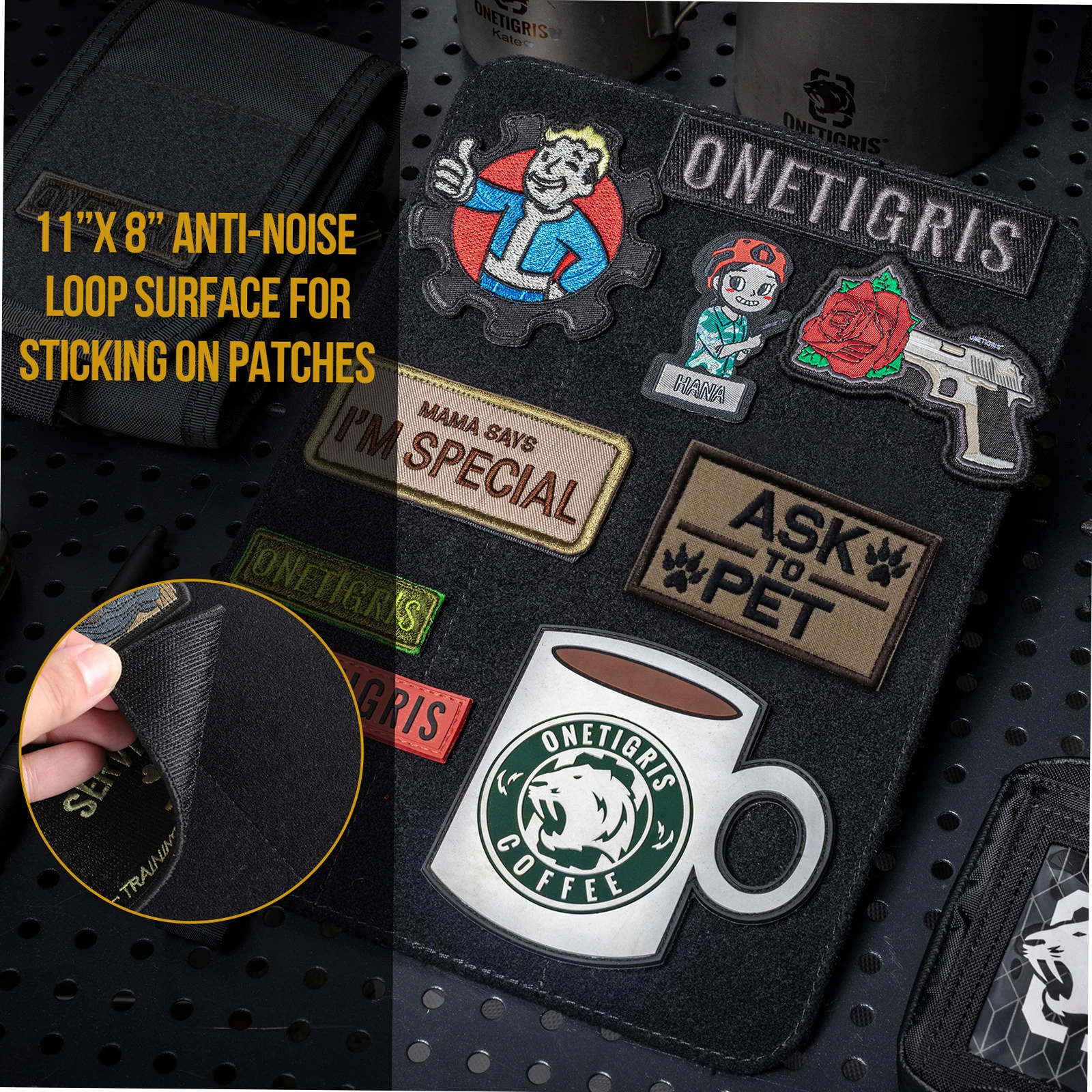 ONETIGRIS Placa de parches, organizador de soporte de panel de exhibición de parches tácticos con superficie de bucle para parche de identificación moral de gancho y bucle - imagen 3
