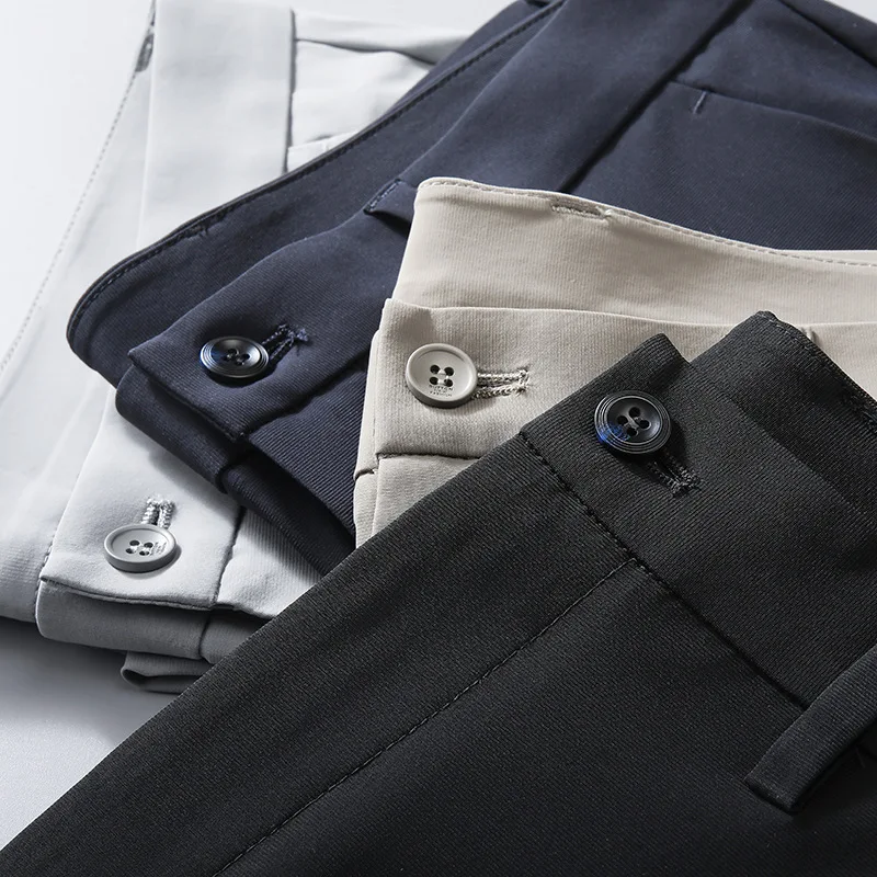 Pantalones informales para hombre, pantalón de seda fina de hielo, secado rápido, negocios, ocio, recto, diario, Cargo, holgado, Verano - imagen 5