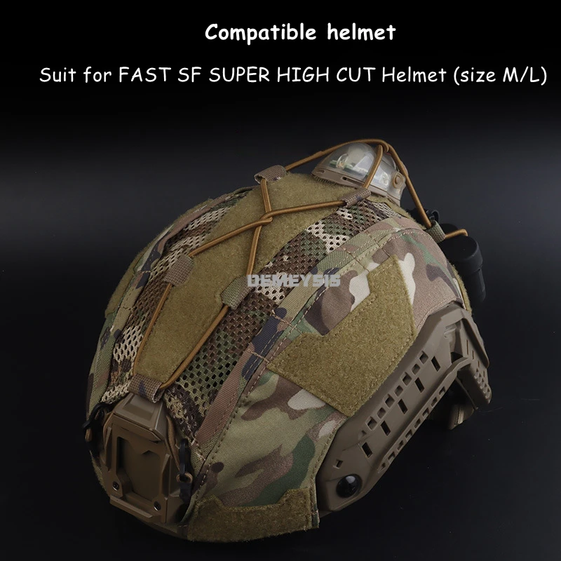 Funda táctica para casco FAST SF SUPER HIGH CUT, funda para casco Airsoft, camuflaje, caza, CS, tela para casco rápido con cordón elástico - imagen 5