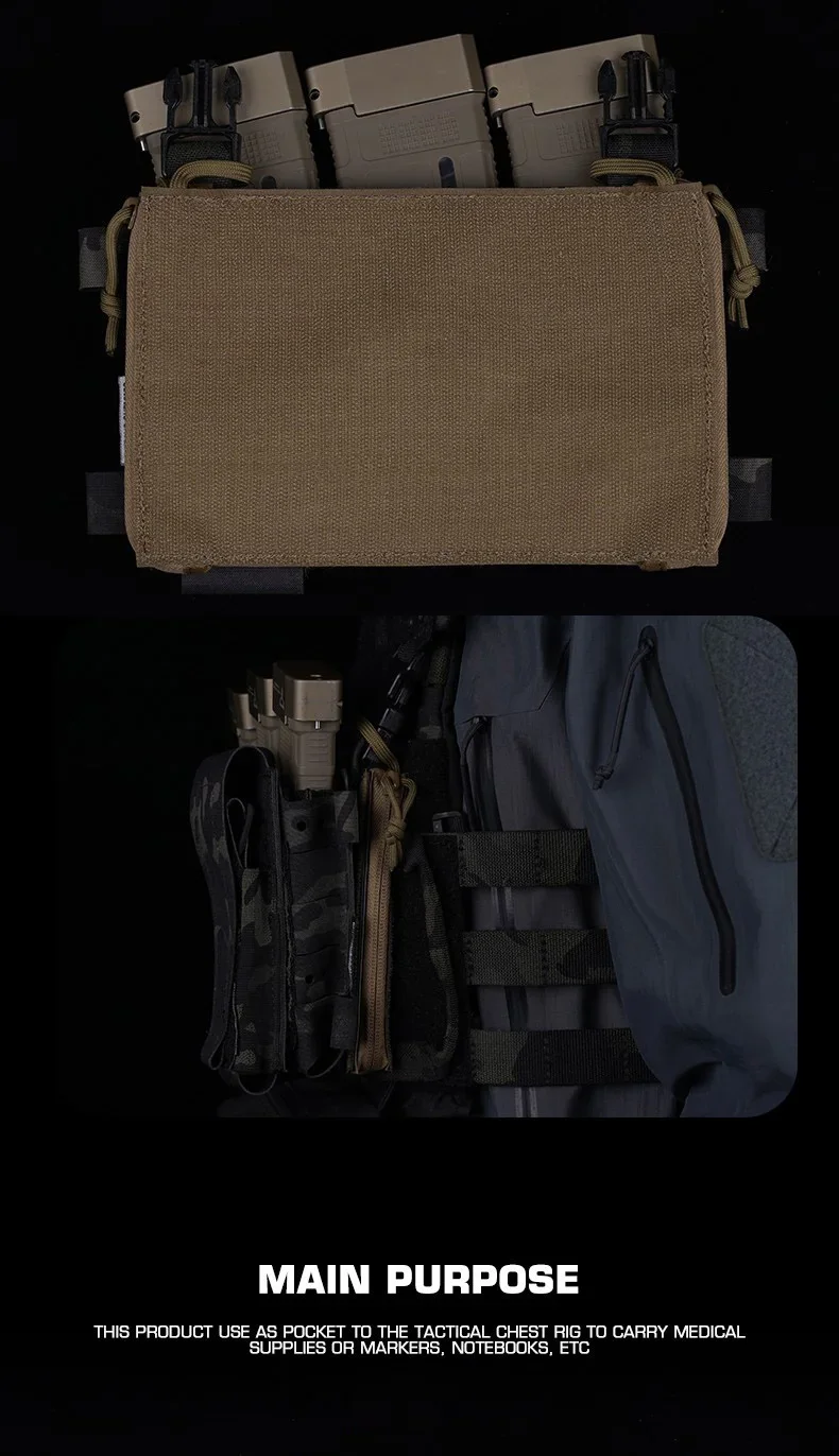 Equipo táctico de aparejo de pecho con bolsillo interno, cremalleras dobles para un fácil acceso, accesorios tácticos de bucle de correas integradas - imagen 3