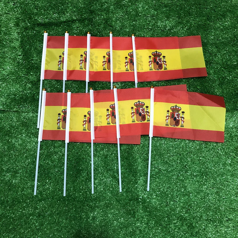 BANDERA DE CIELO Bandera ondeante de mano de España 14x21cm 10/20/50/100 Uds poliéster penetración de doble cara Bandera de mano de España para decoración - imagen 2