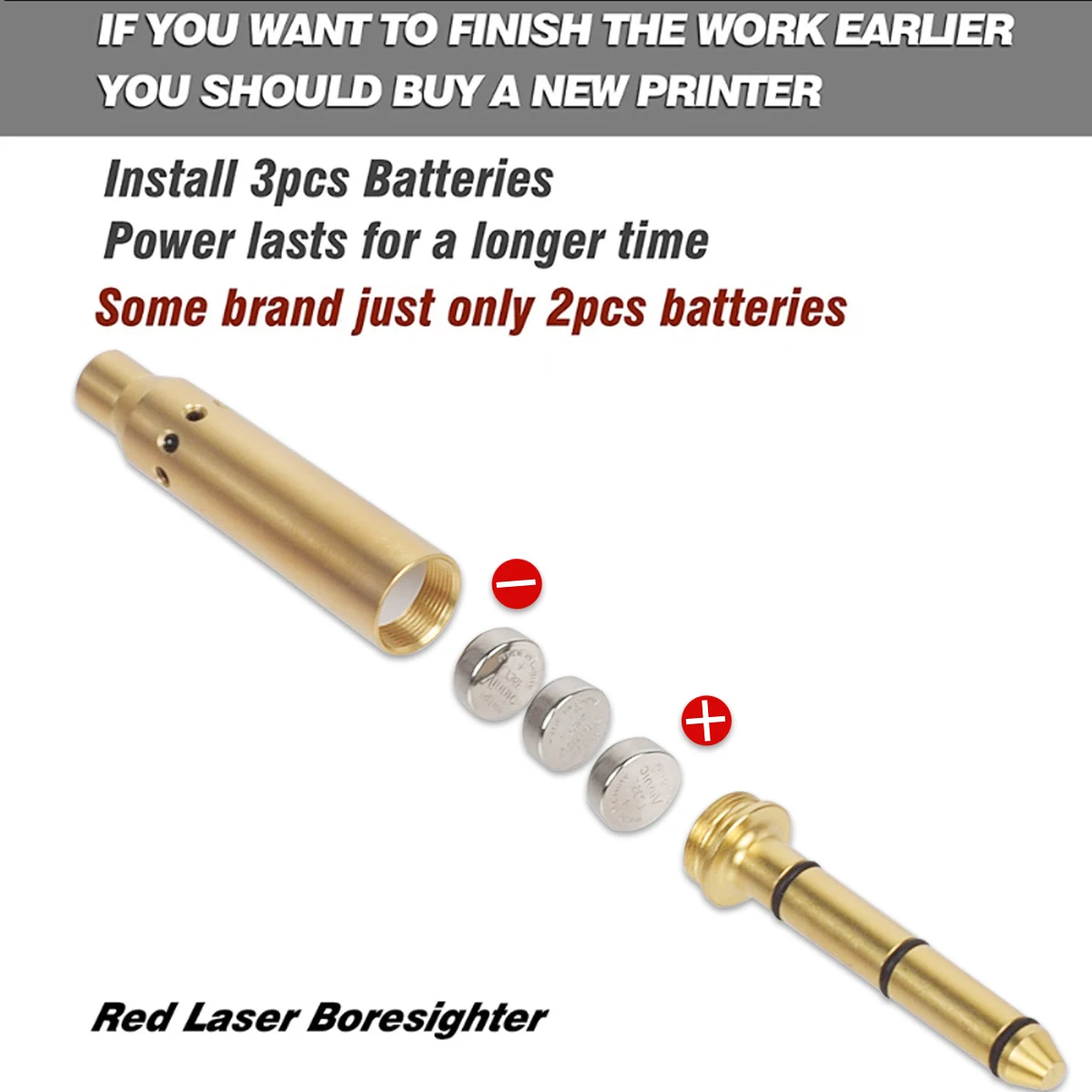 Mira láser táctica. 177/.22LR/.223 Rem/9mm/7,62mm Cal punto rojo puntero láser colimador cartucho Boresighter para pistolas - imagen 3