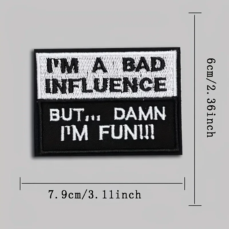 Parches Velcro Mochila TáCticos De Bordados Soy una mala influencia-Meme divertido y humorístico parche táctico de Velcros sujetador de gancho y bucle-insignia de moral militar para mochila Molle - imagen 4