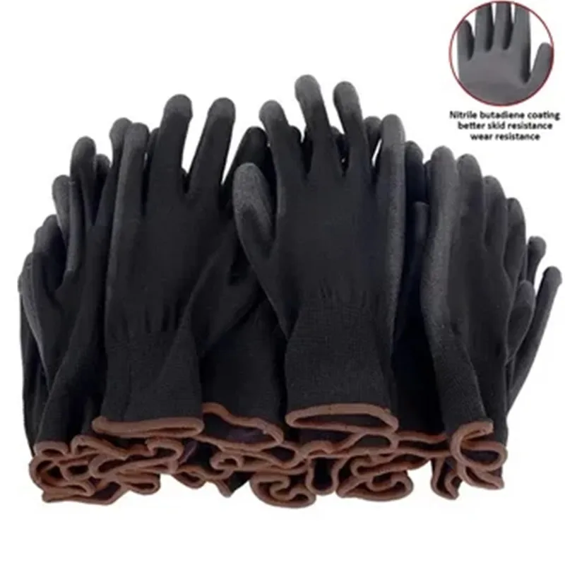 Guantes de trabajo recubiertos de seguridad de nitrilo, Guantes Recubiertos de PU y Palma, guantes de seguridad adecuados para vehículos de construcción y mantenimiento