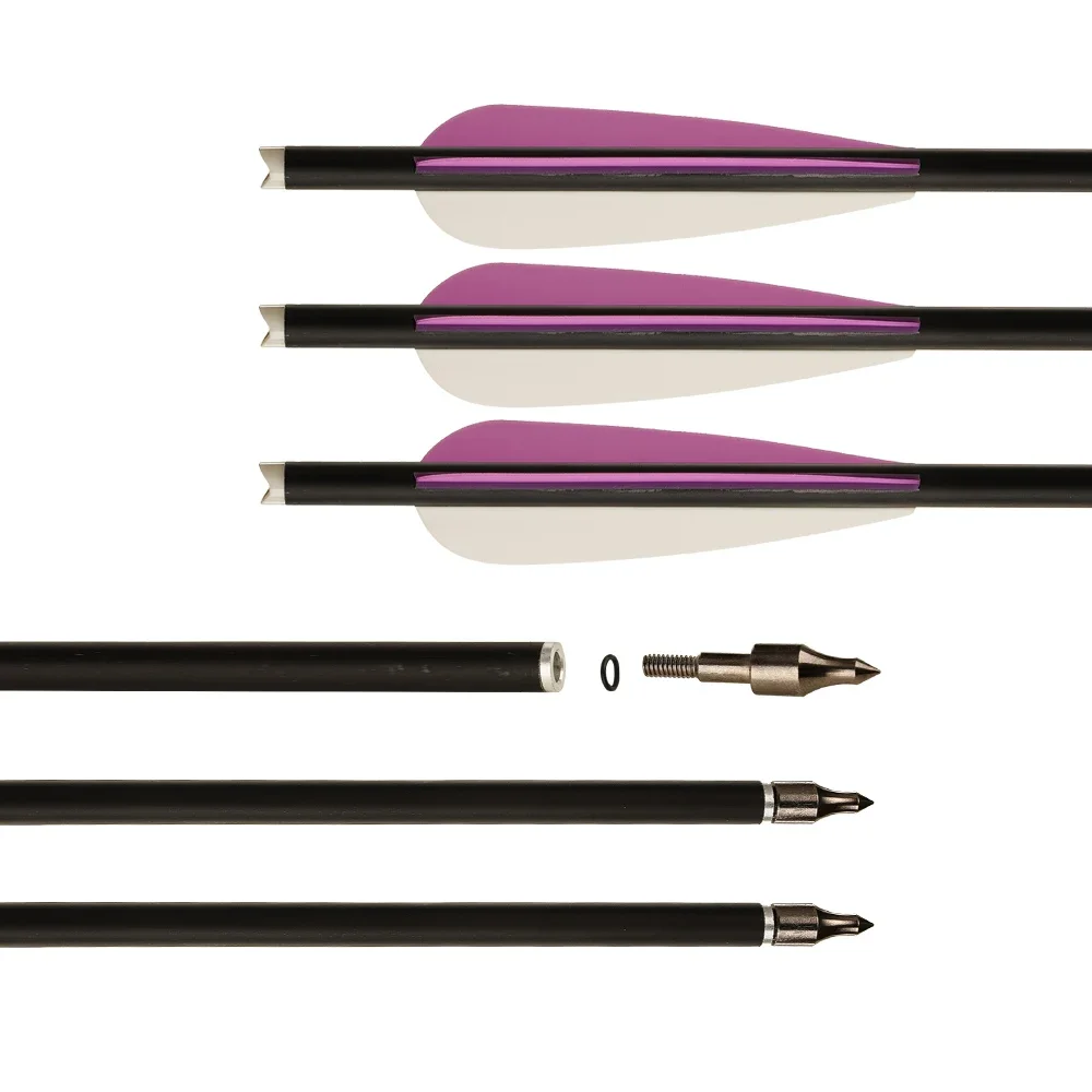 Flechas cortas de tiro con arco para caza al aire libre, accesorios de tiro, mezcla de plumas de plástico de carbono, diámetro de 8,8mm, 16 pulgadas - imagen 4