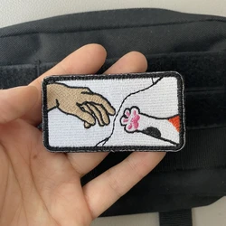 Insignia moral de gato bordada con velcro para mochila y chaleco
