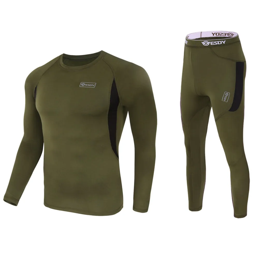 Ropa interior funcional para deportes al aire libre para hombre, ropa interior aislante de lana, conjunto deportivo profesional, traje de entrenamiento y Fitness - imagen 4