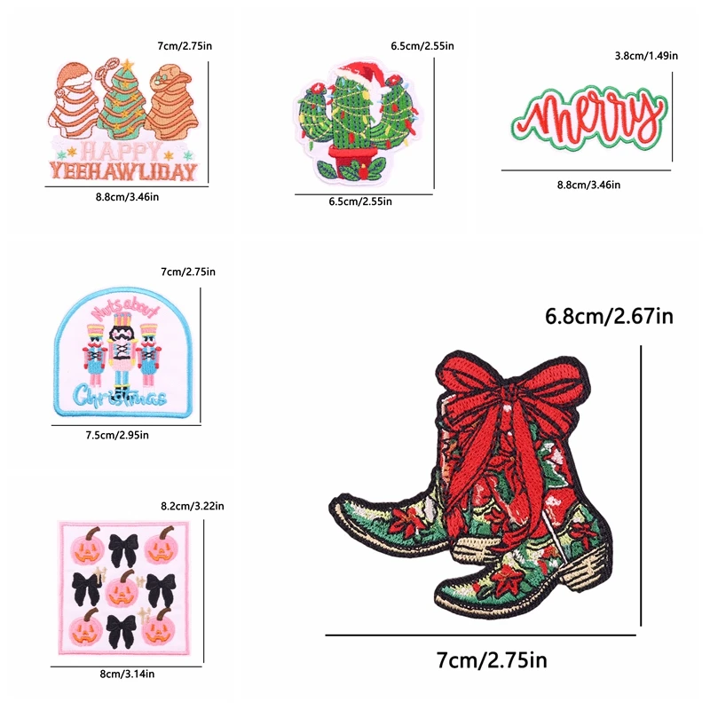 10 Uds. De parches bordados de vaquero occidental de Navidad, parche de dibujos animados, parches para planchar para ropa, chaquetas, sombreros, bordado DIY - imagen 5