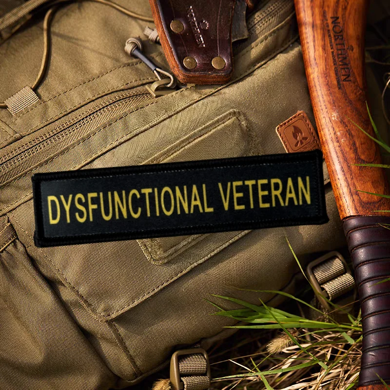 Parche con estampado de veterano DYSFUNCIONAL, chaleco táctico, insignia de moral con gancho y bucle, pegatinas decorativas para mochila, parches para brazalete para ropa - imagen 5
