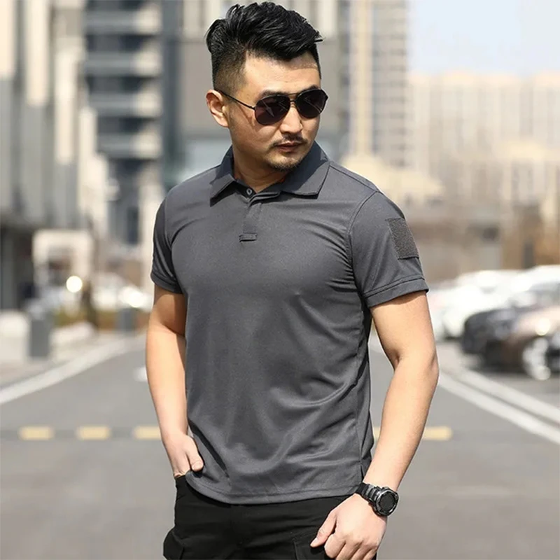 Camiseta táctica de manga corta para hombre, Polo de verano para deportes al aire libre, camisa transpirable de secado rápido, camisetas casuales de combate del ejército militar - imagen 3