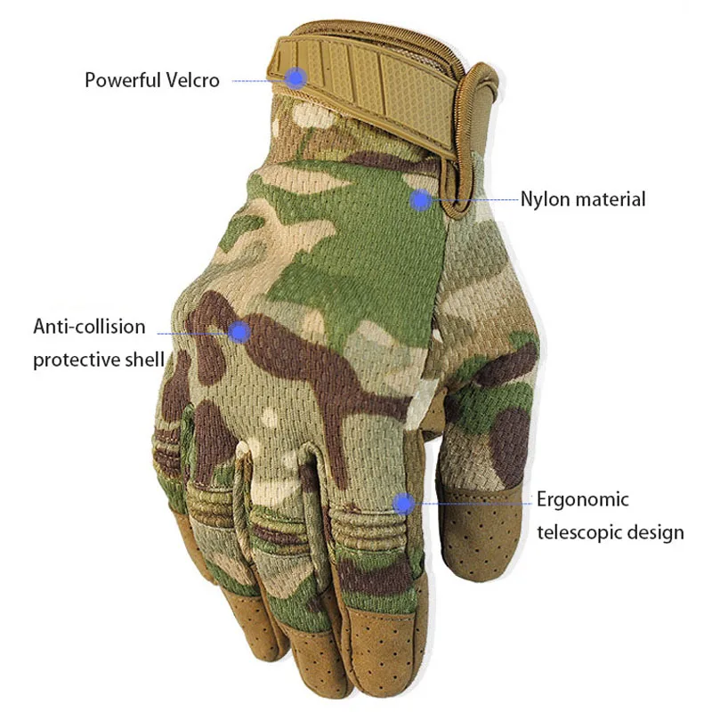 Guantes tácticos de dedo completo para motocicleta, guantes para Paintball, Airsoft, caza, tiro, equitación al aire libre, Fitness, senderismo - imagen 4