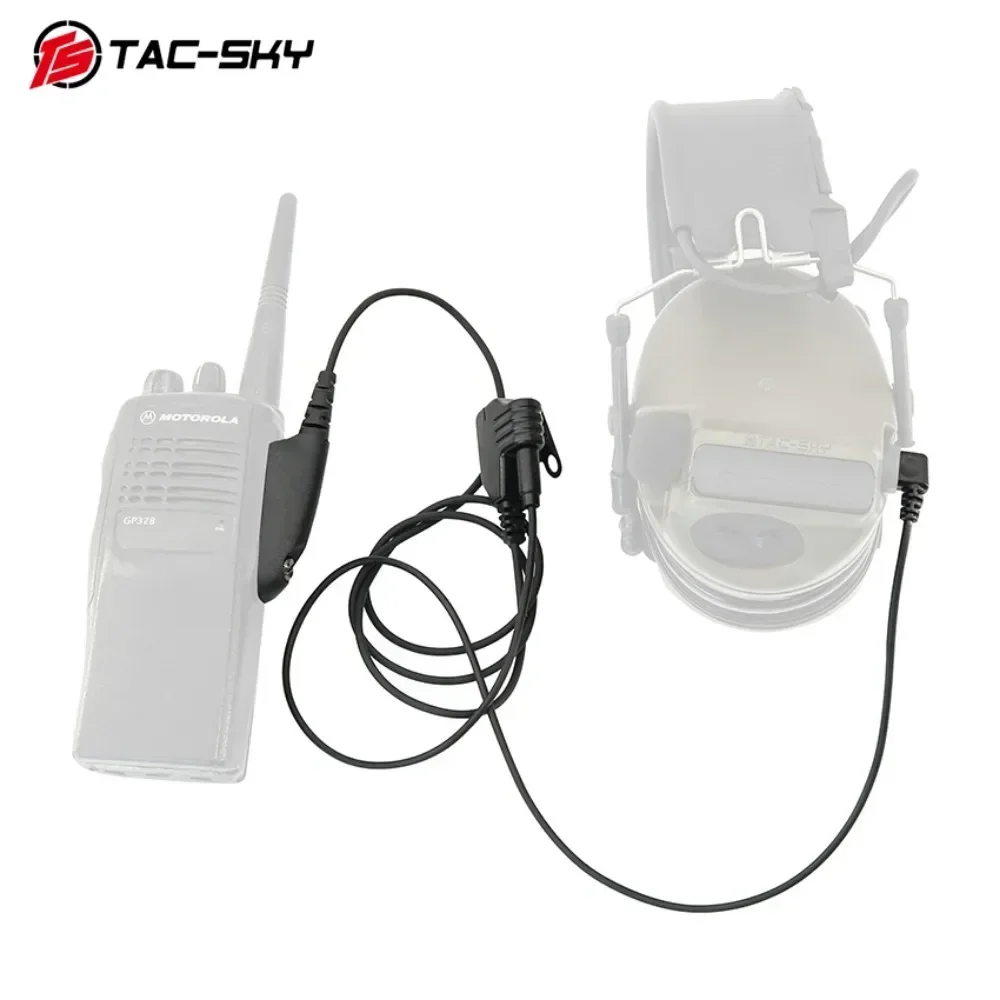 TS TAC-SKY Auriculares tácticos con cancelación de ruido Micrófono PTT Adaptador de 2 pines + 3,5 mm, Compatible con Walkie Talkies Motorol GP328 - imagen 4