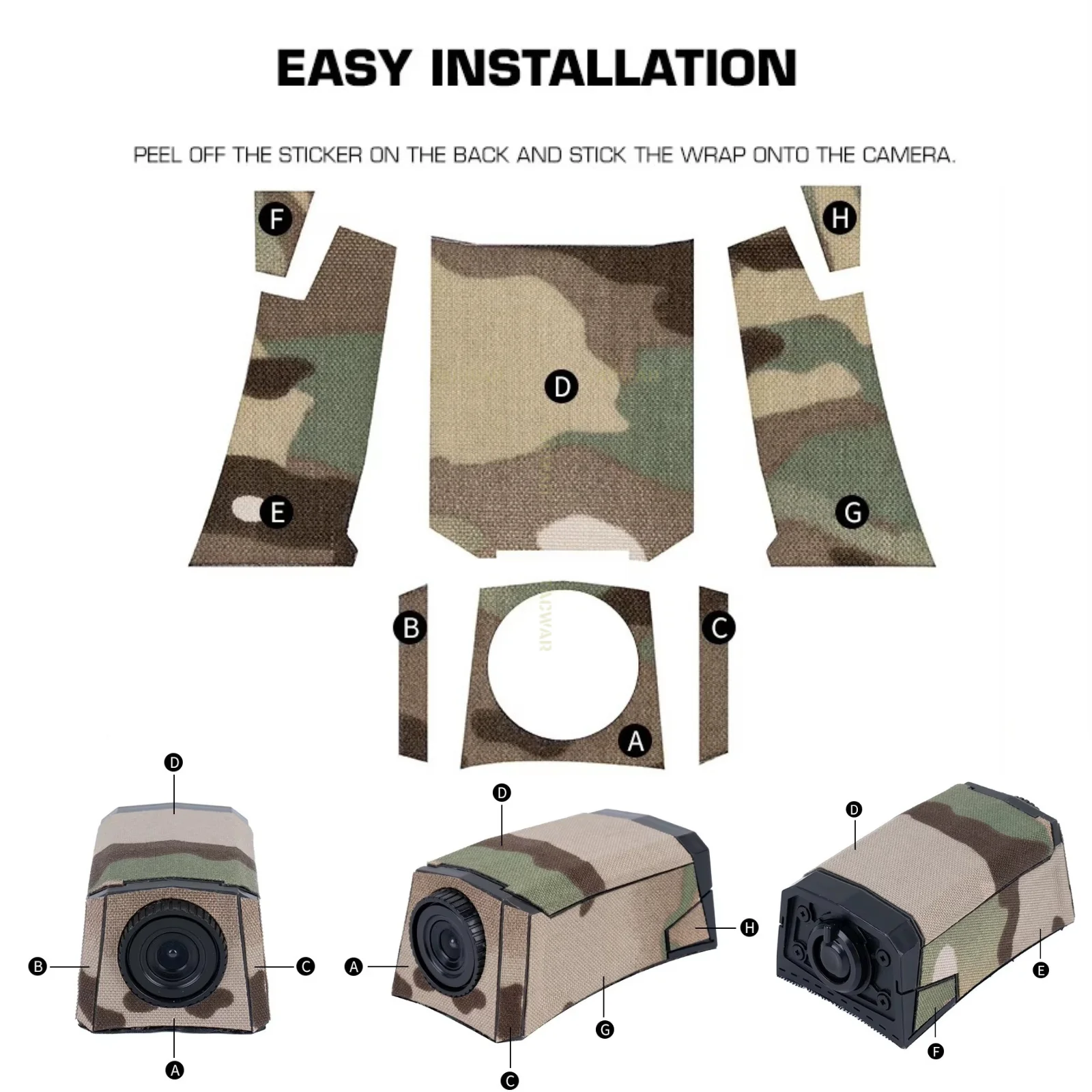 Pegatinas de camuflaje táctico, envoltura de camuflaje para modelo de cámara, entrenamiento, tiro, casco rápido Airsoft, accesorio decorativo - imagen 4