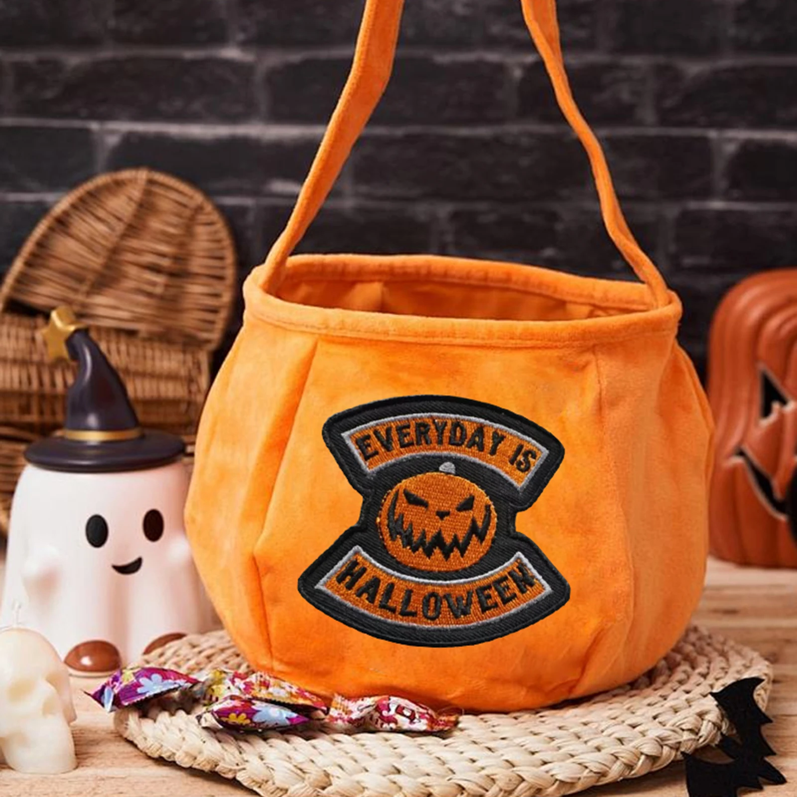 Parche bordado táctico de calabaza de Halloween para todos los días, parches divertidos de gancho y bucle, insignia de moral, pegatinas para mochila del ejército militar