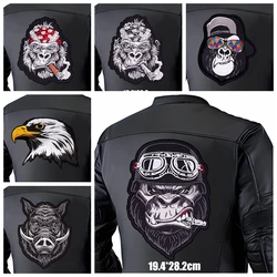 Parches bordados en la espalda grande, parche para motocicleta de mono para fumar, chaquetas de cuero, insignias bordadas para pantalones vaqueros, parches para planchar con calavera DIY