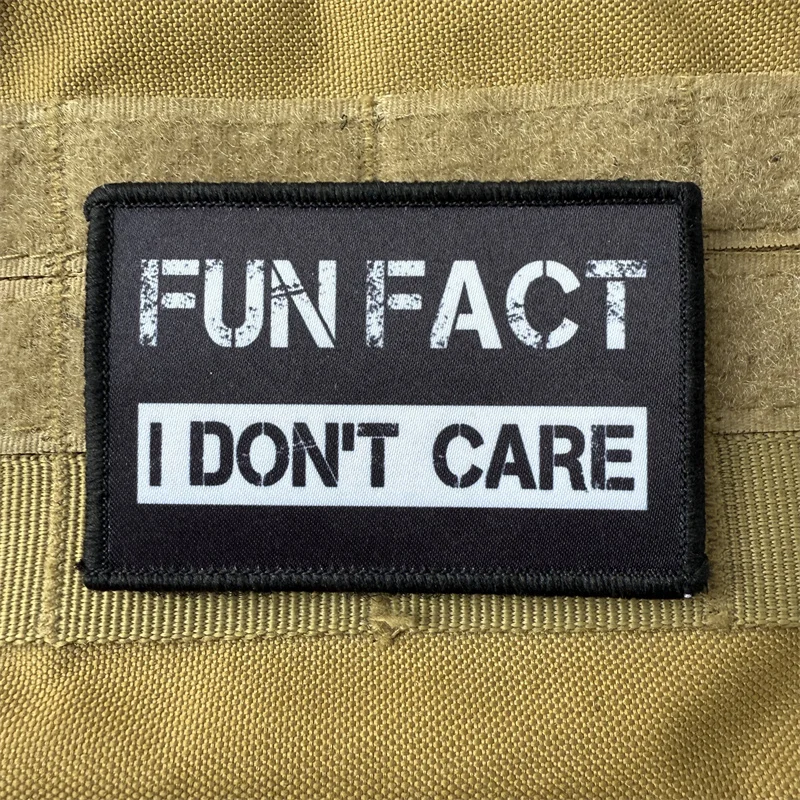 Fun Fact I Don't Care Parche táctico con gancho y bucle, insignia de moral, apliques para mochila para ropa - imagen 3
