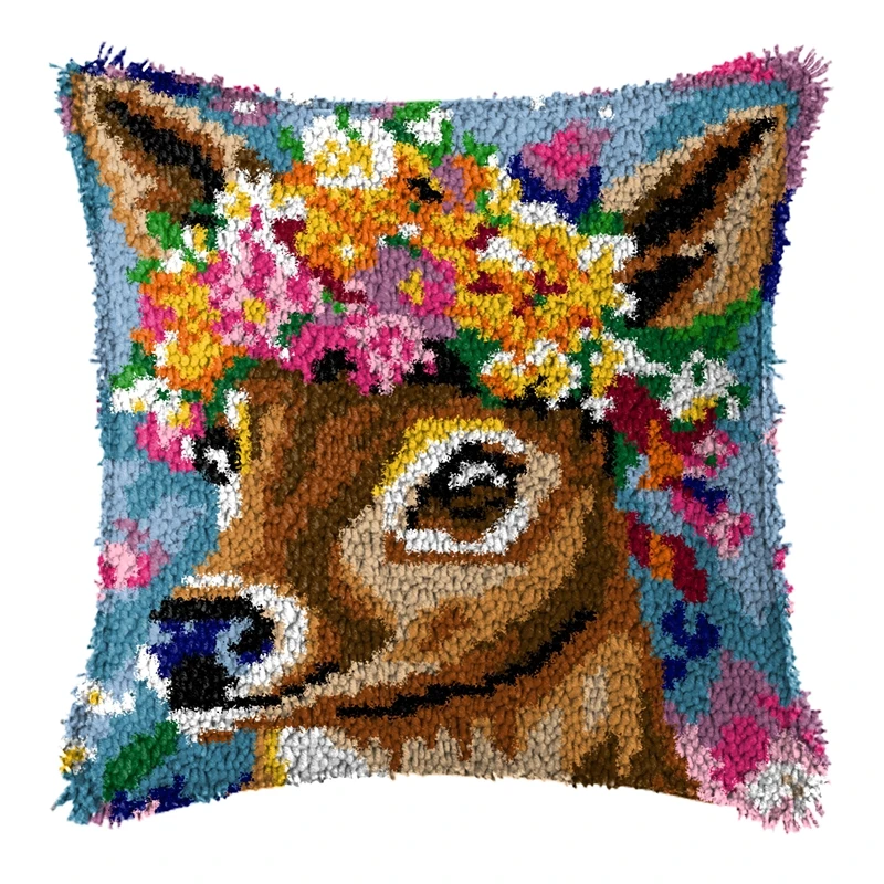 Kit de almohada con gancho de pestillo de animales, paquete de botones Smyrna para perros y gatos, juego de bordado, decoración hecha a mano, artesanía, malla de plástico - imagen 4