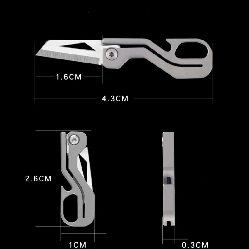 Cuchillo EDC plegable titanio TC4 con llavero compacto - imagen 4